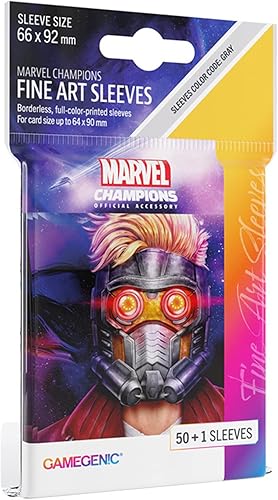 Gamegenic Marvel Champions Fine Art - Fundas para cartas de Star Lord Art 50+1CT - Las fundas para cartas de Marvel Champions son suaves y