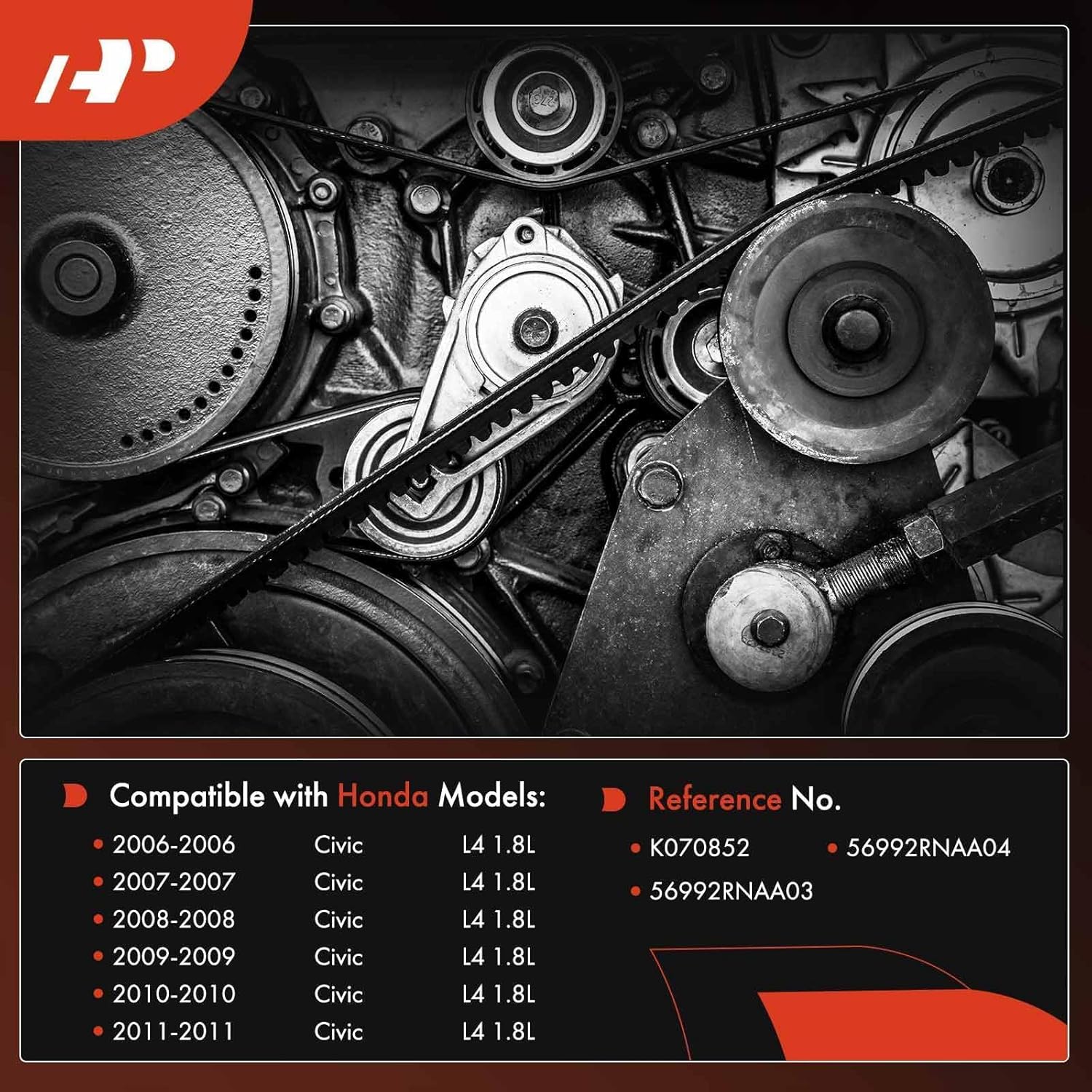 A-Premium 56992RNAA04 Engine Serpentine Drive Belt Compatible with Honda Civic 2006 2007 2008 2009 2010 2011, L4 1.8L
