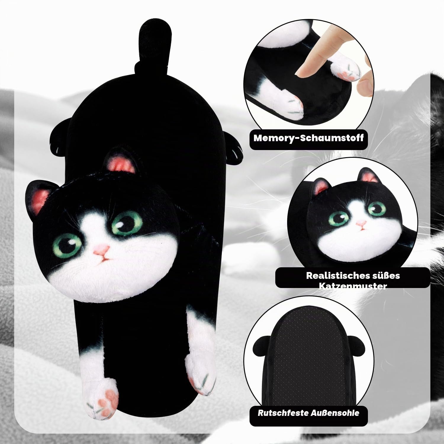Plüsch Hausschuhe Katze für Damen Mädchen, Warme Lustige Kuschel Flauschige Kuschel Hausschuhe Winter, Weiche Tiere Pantoffeln, Fluffy Cozy Slippers, Frauen Katzenliebhaber