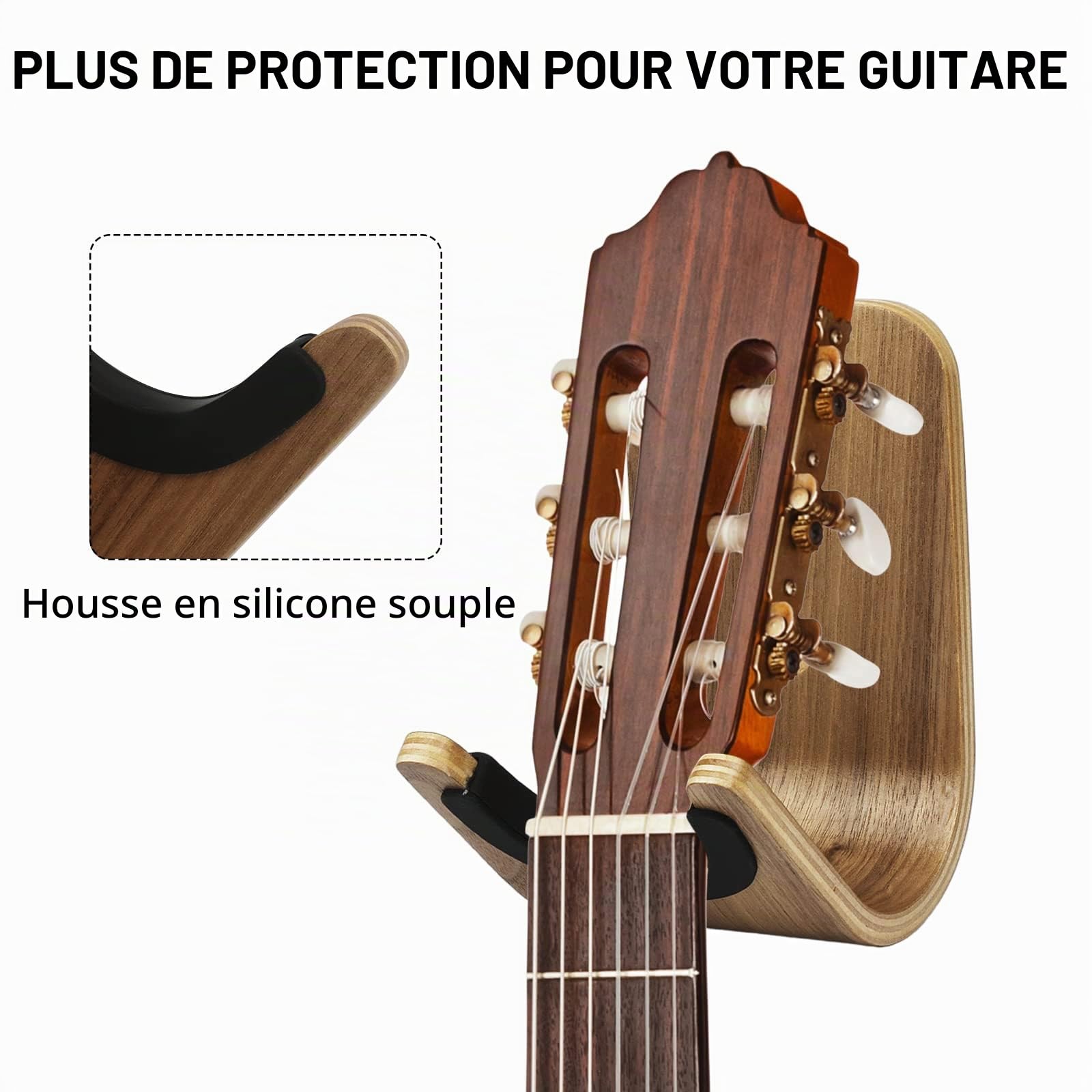 Support Mural pour Guitare, Support de Crochet de Guitare en Bois avec Vis et Adhésif pour Ukulélé, Basse, Guitare Acoustique et électrique,Guitare