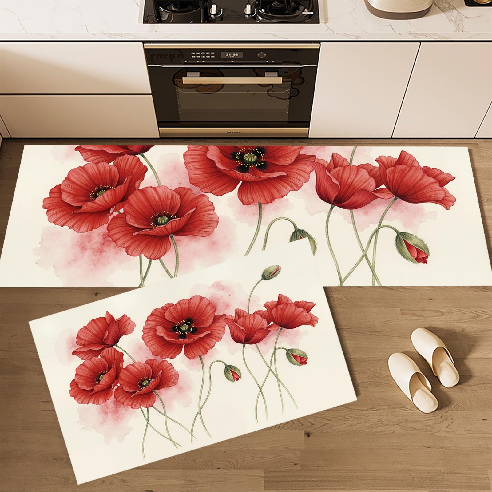 Alfombra cocina lavable y duradera de dos piezas con base antideslizante para protección total