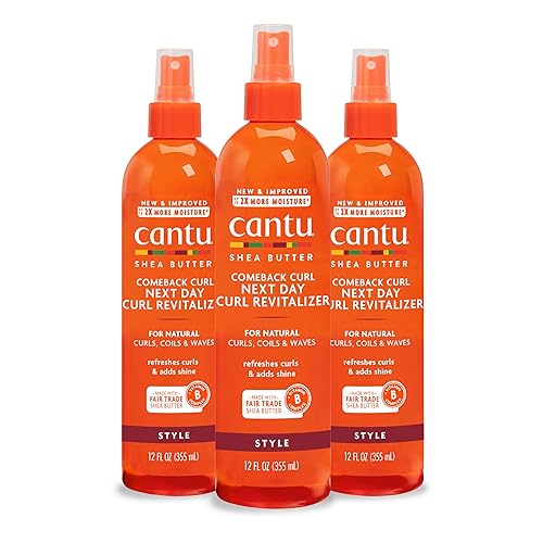 Cantu Comeback Curl Next Day - Revitalizador de rizos para cabello natural con manteca de karité pura, 12 onzas líquidas (paquete de 3)