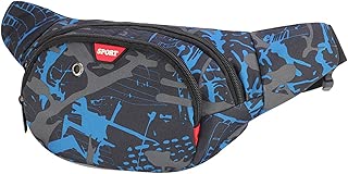 Resistente al agua riñonera bolsa de cintura 3 bolsillos con cremallera bolsa riñonera de viaje senderismo al aire libre deporte vacaciones dinero bolsa de cadera paquete (Azul)