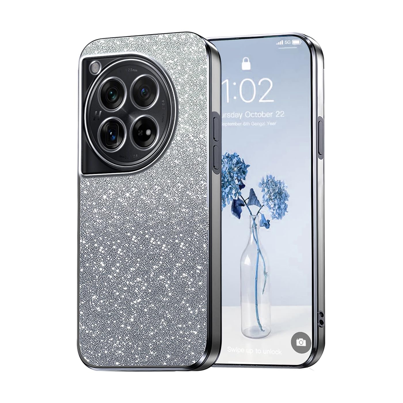 Glitzer-Handyhülle Für OnePlus 12 – Transparent Mit Pailletten, Blau, Stoßfest & Dünn, Bling-Look Für Mädchen & Frauen