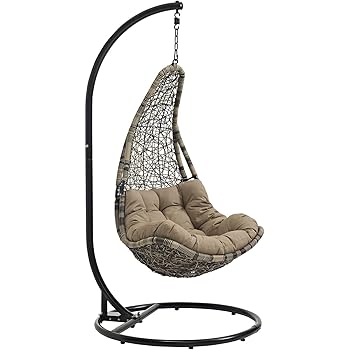 Amazon Com Modway Arbor Wicker Rattan Outdoor Patio Porch Lounge Hanging Swing Chair Set With Stand In Peridot Garden Outdoor