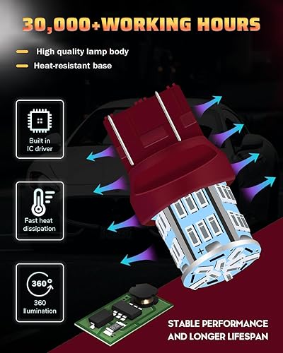 Miniatura 10 de UNXMRFF Bombillas LED 7440 7443 para luces de marcha atrás, color blanco, 6000 K, superbrillantes, 7441 7444 T20 W21W, bombilla LED para luz de