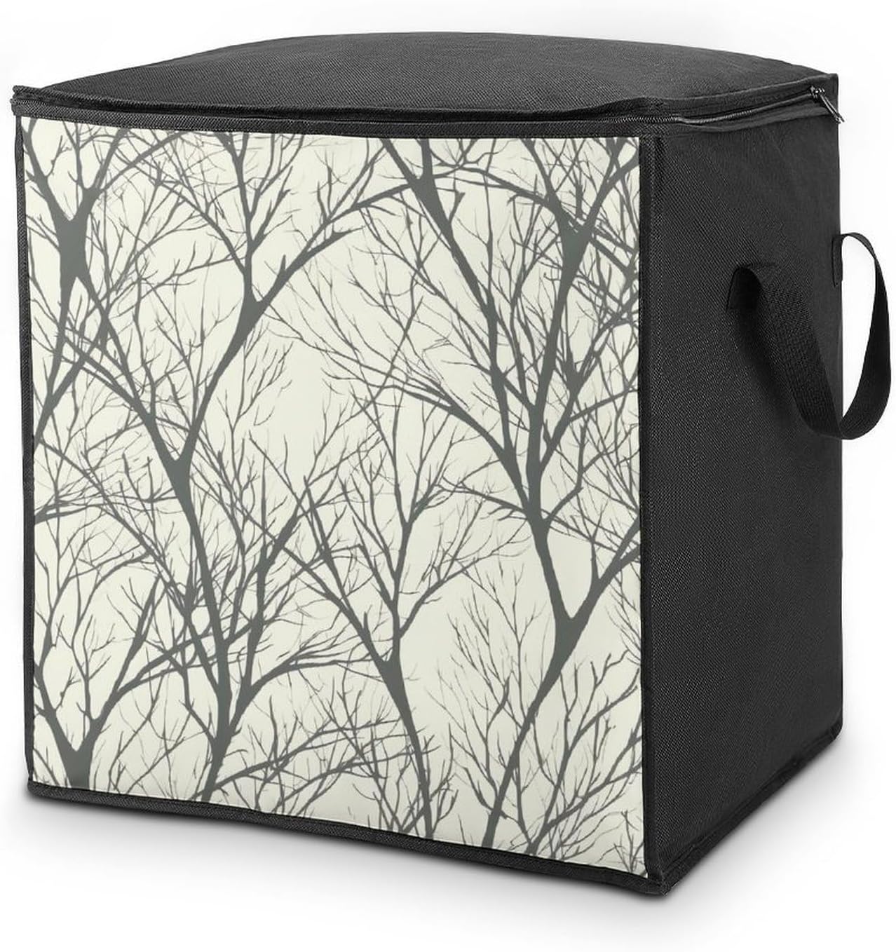 Portable Quilt Storage Bag,Tree Branch Printed Foldable Wardrobe Storage Box Foldable Storage Bag with Lids And Handle Large Clothing Storage Bag for Comforters Clothes Blankets Pillows