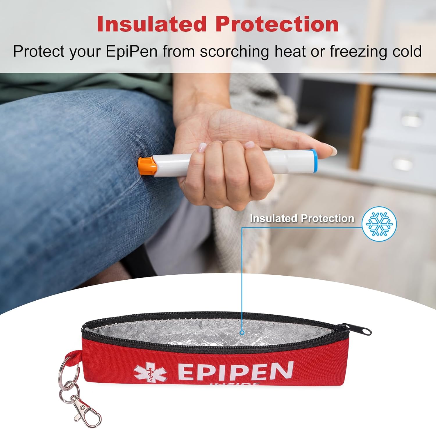 2 Pack Insulated Slim Epipen Carry Case, Portable Double Sid...