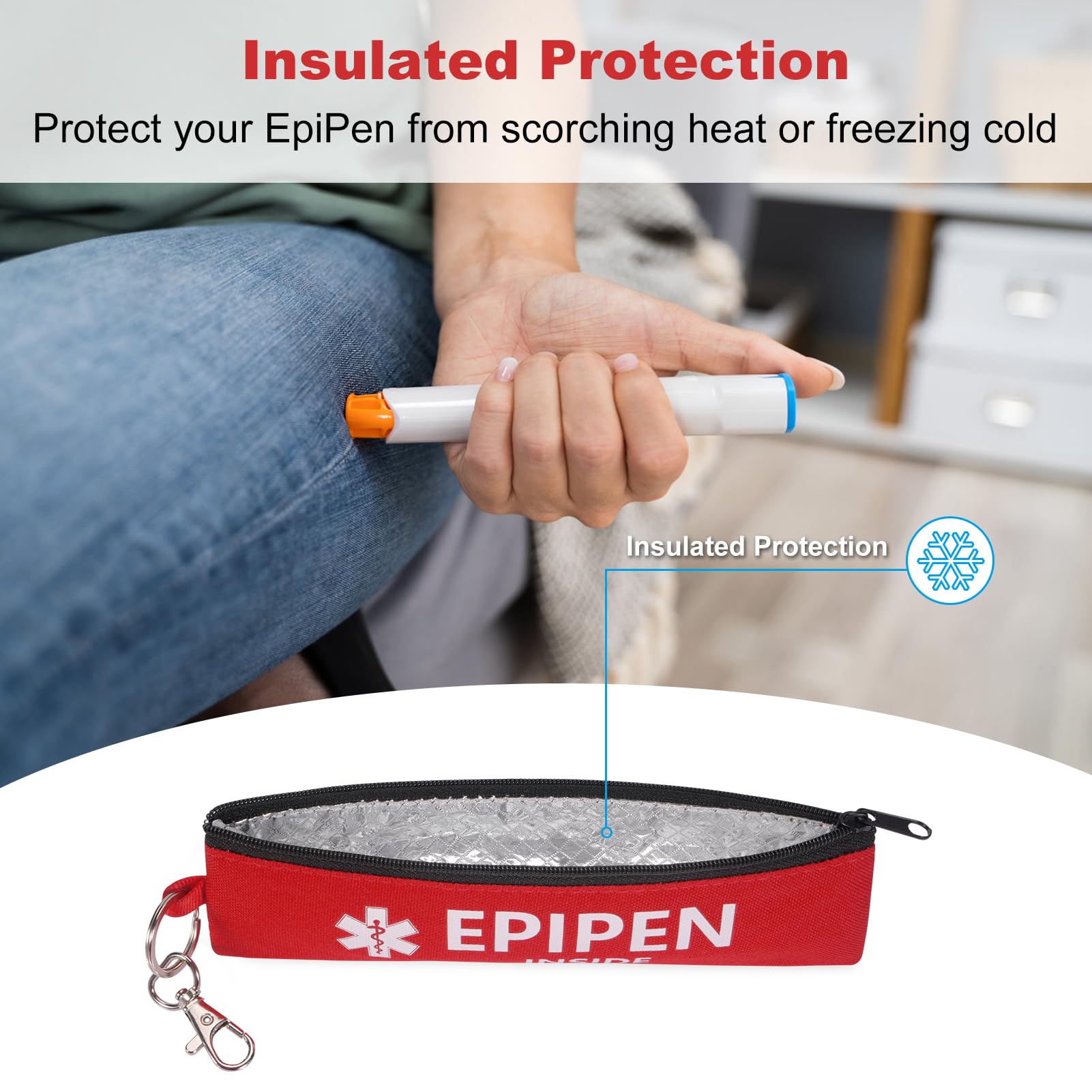 MEDMAX Estuche para Transportar 1 Epipen, Bolso Médico Portátil de Emergencia de Doble Cara para un Epipen y Medicamentos Esenciales para Alergias