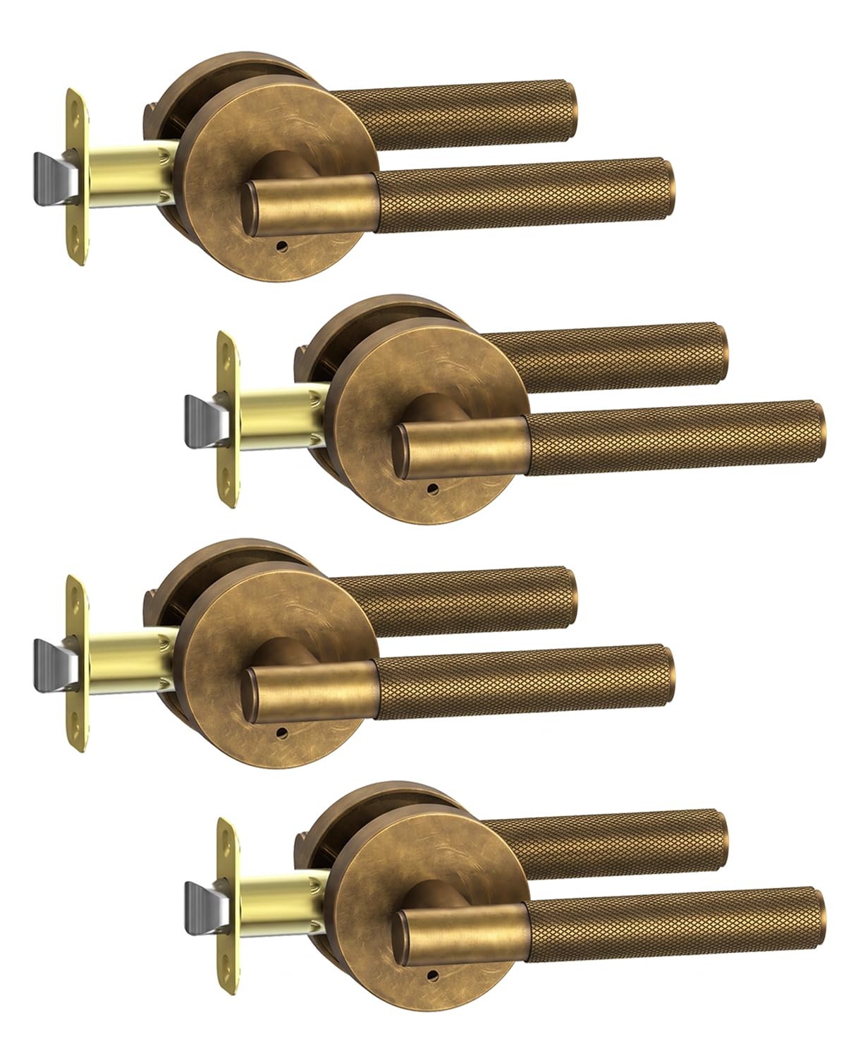 Photo 1 of Asidramoco Antique Brass Privacy Door Lever (4 Pack)