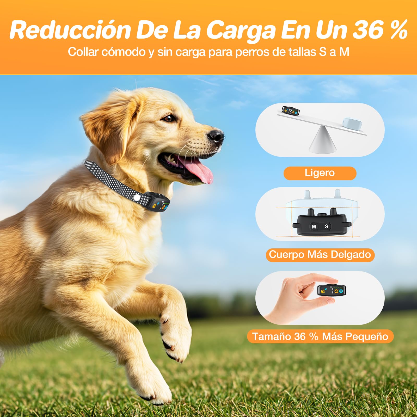 Collar Antiladridos para Perros - Collar Adiestramiento con 7 Niveles de Sensibilidad Ajustables, Recargable 3 Modos de Eficiente, Impermeable IP67 Cuello Perros Pequeños y Grandes (Negro)