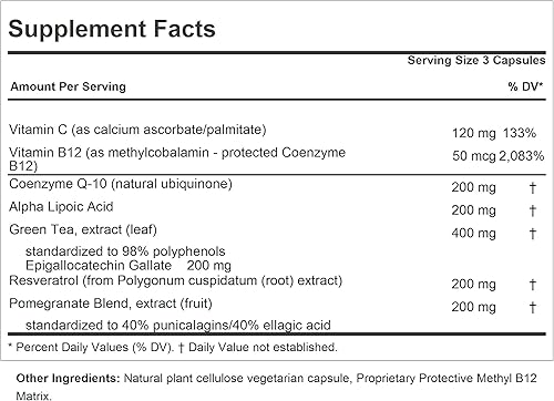 Miniatura 2 de Andrew Lessman Andrew's Five Favorites 120 cápsulas  Proporciona 200 mg cada una de coenzima Q-10, resveratrol, EGCG, granada y ácido alfa lipoico,