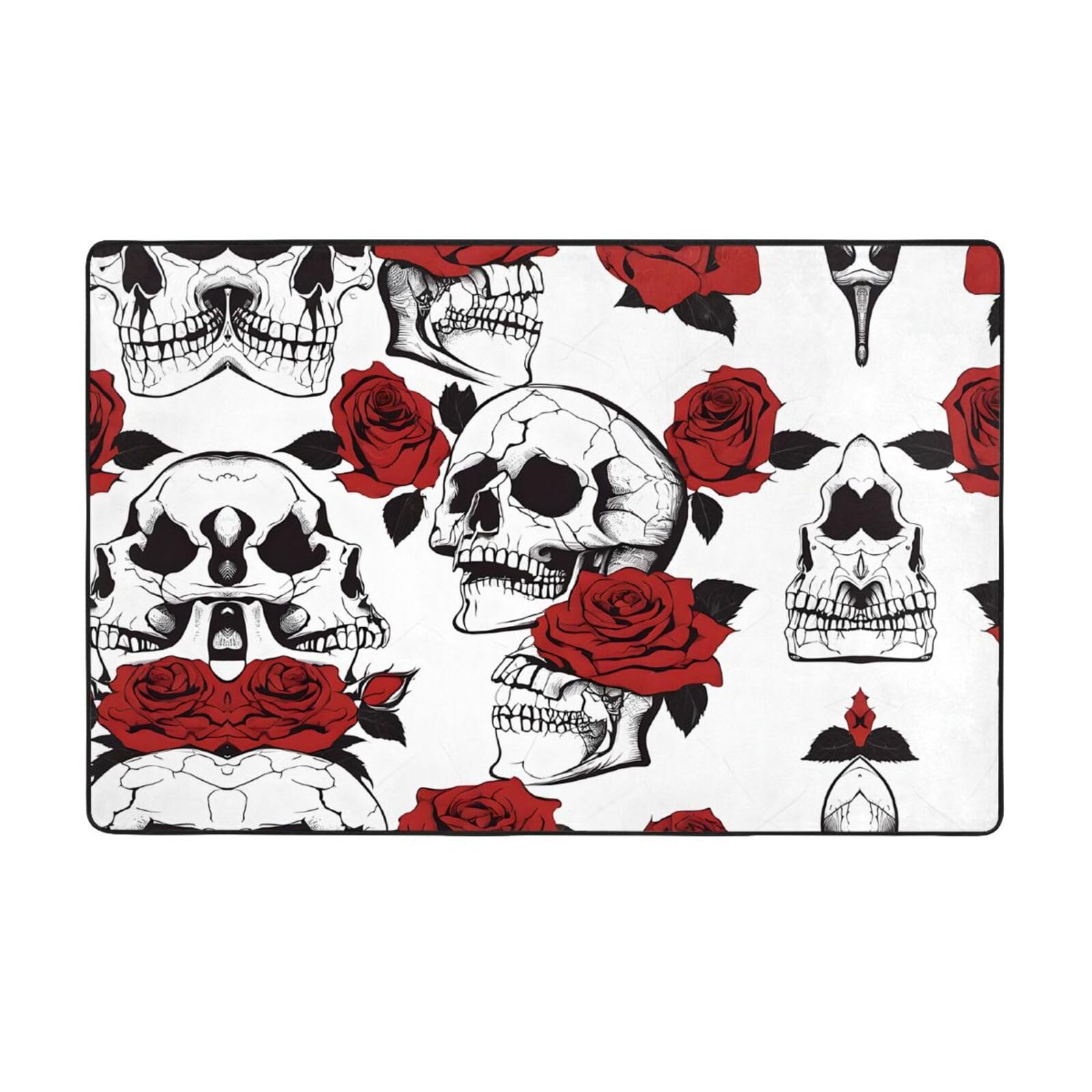 Tapis de sol antidérapant tête de mort pour salon et chambre 152x99cm