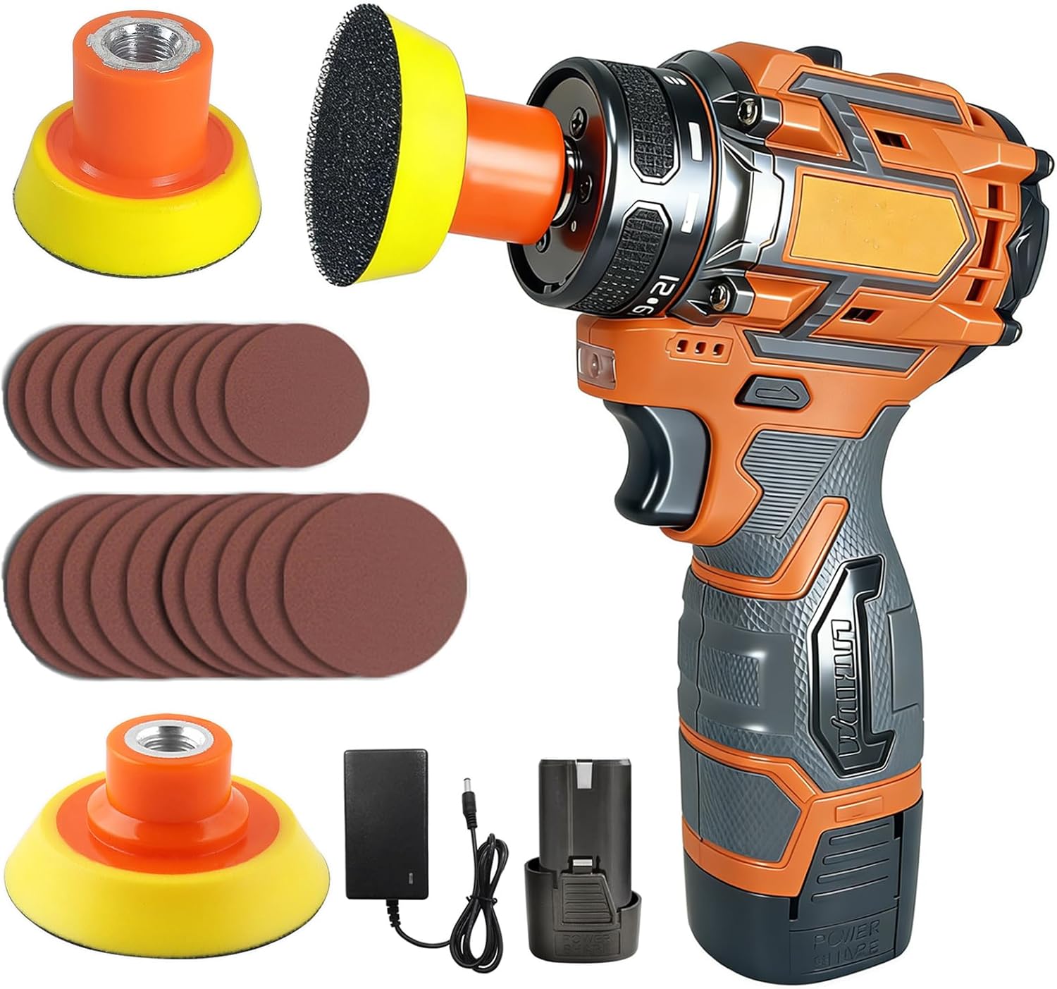 16.8V Cordless Electric Sander, Brushless Small Sander with 20PCS Sandpapers, 2/3" Backing Plate, 2 Variable Speed, Mini Compact Design Cordless Buffer Polisher for Wood, Metal, Paint Removal