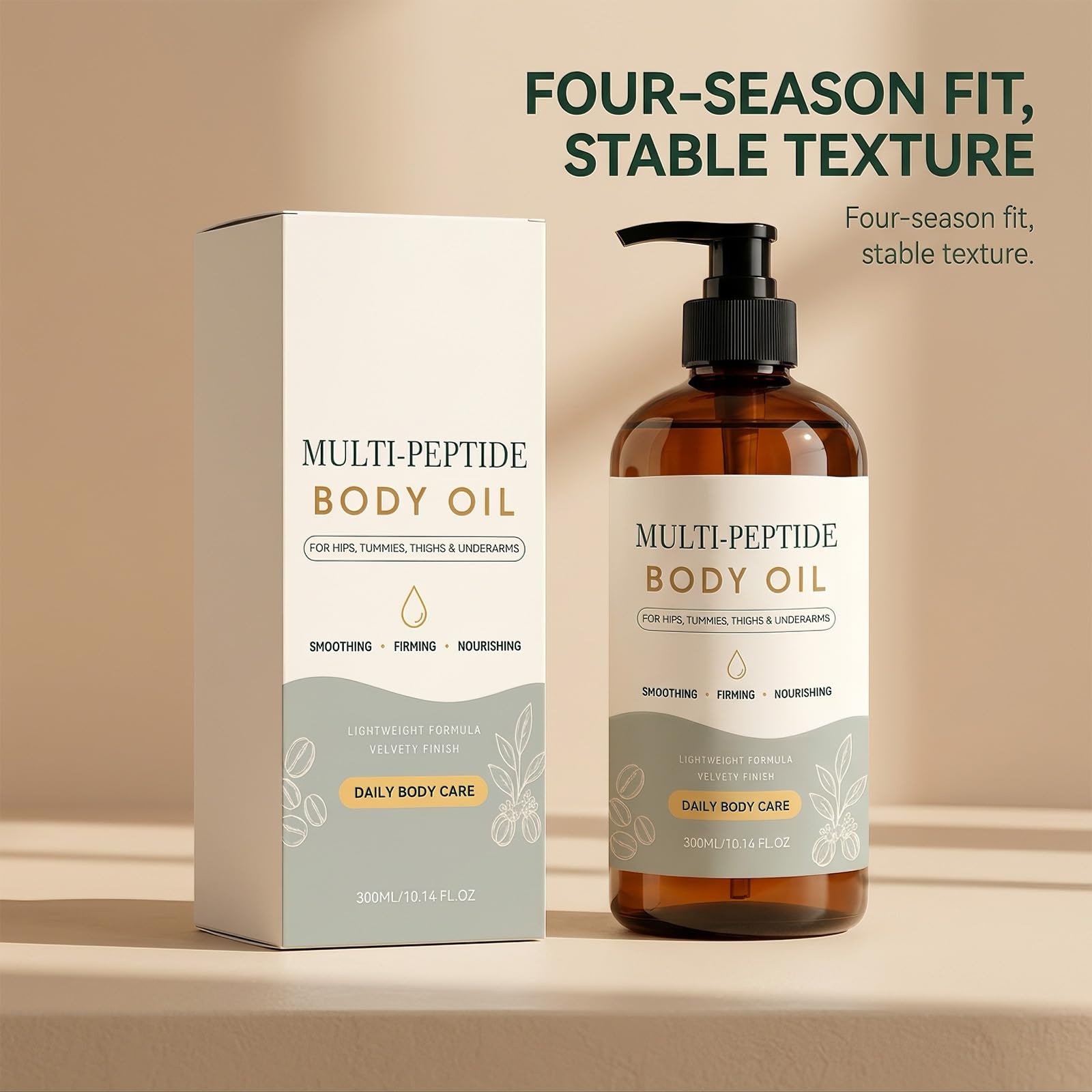 Aceite de masaje corporal con complejo de péptidos triples, reafirmante, aceite corporal anticelulitis, aceite de masaje anticelulítico para una piel suave y radiante, reafirma y reafirma la piel. (2