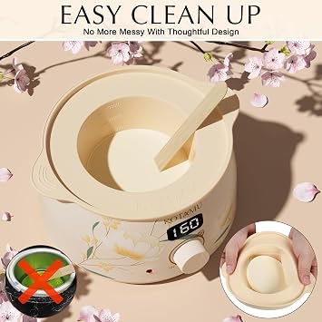 KOTAMU Waxing Kit for Women & Men, Digital Wax Warmer for Hair Removal | Wax Kit with Silicone Pot, Ideal for Face Eyebrow Arm Legs Armpit & Sensitive Skin, Bloomy Waxing Machine for Home Salon Use