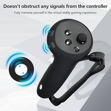 Controller Grips for Quest 3/3S, Anti-slip Texture and Adjustable Knuckle Straps, Handle Protective Sleeve Cover for Quest 3 Controllers, Comfort Quest 3/3S VR Gaming Accessories (Black-Regular-Q3/3S)