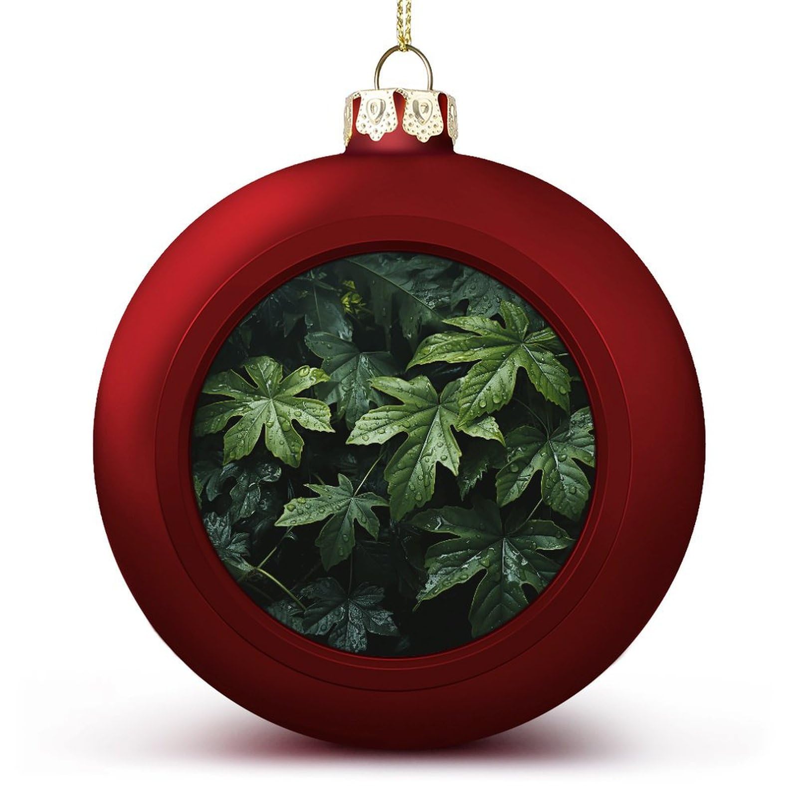 Boules de Noël rouges motif feuilles déco mariage et Nouvel An