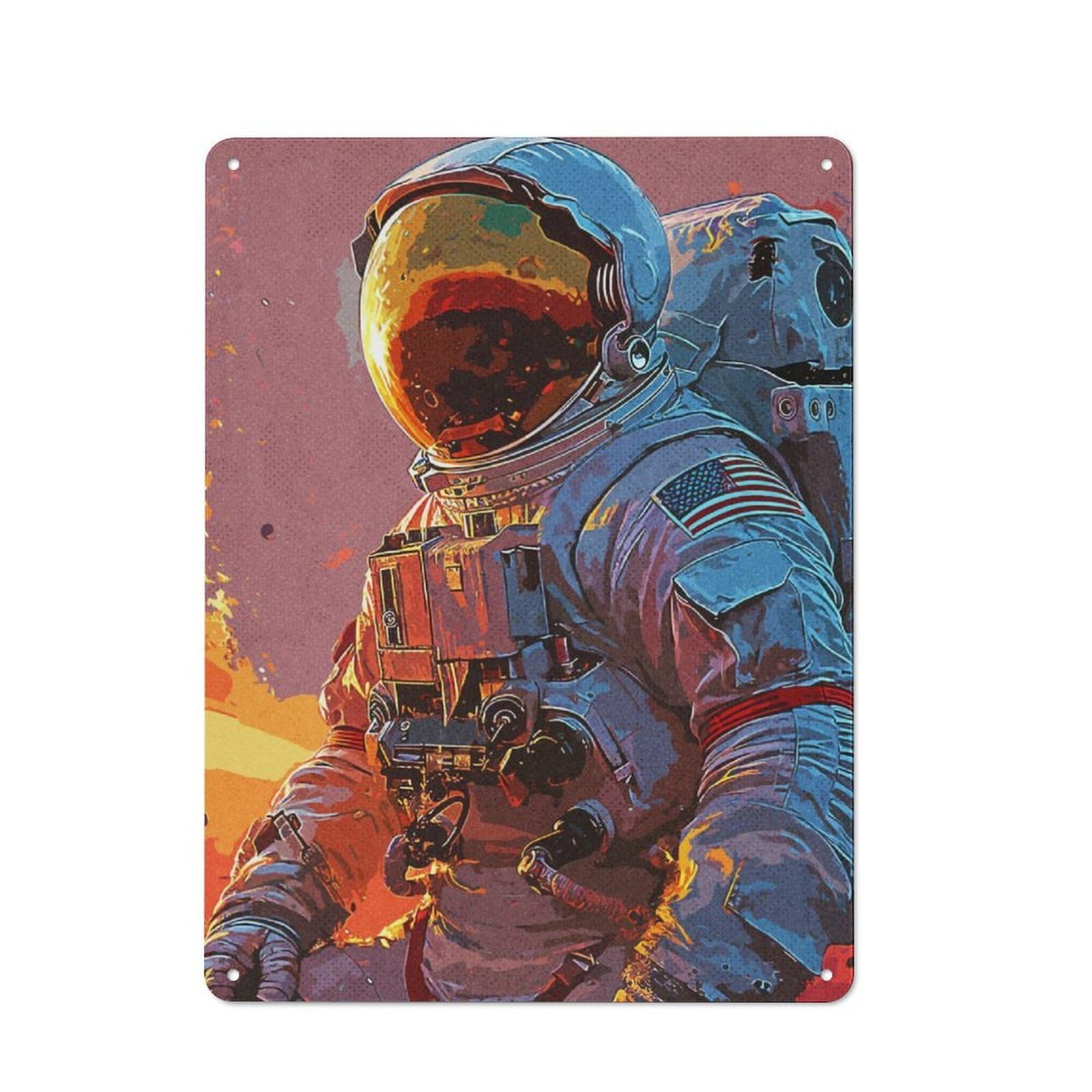 Junmoney Astronaut Life Tin Wall Plaque 40X30cm With For Man Cave Or Games Room, For Updating Man Cave And Games Room After Moving