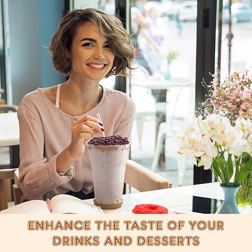 Vista 173 de Fanale Perlas de fresa y mango, veganas, sin OMG, sin gluten, sin grasa, perfectas para té de burbujas, batidos, helados, postres y bebidas, 2