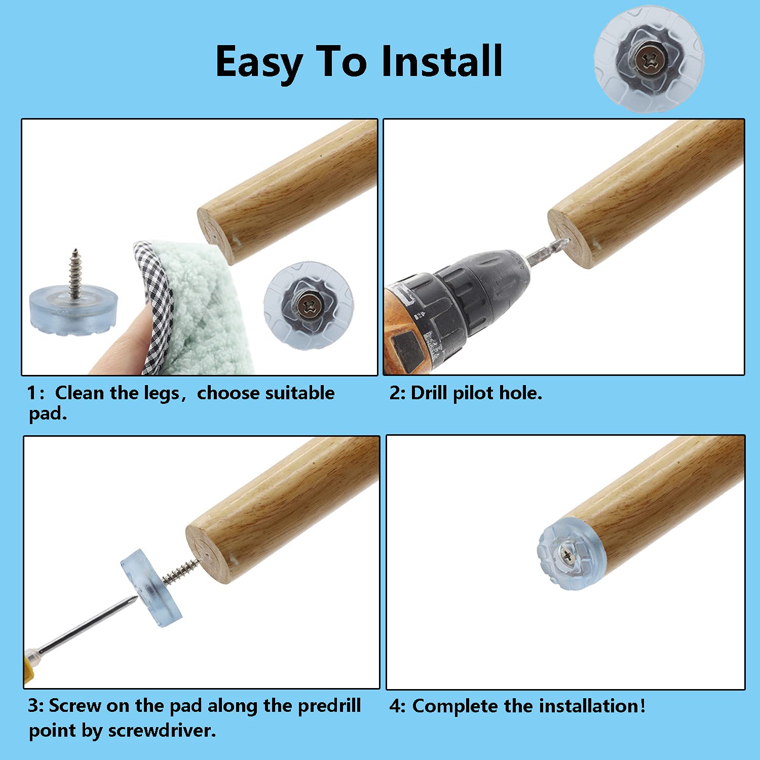 20PCS Screw on Furniture Pads TTZEZE Heavy Duty Round Furniture Sliders for Wooden Chair Legs and Feet Best — view 5