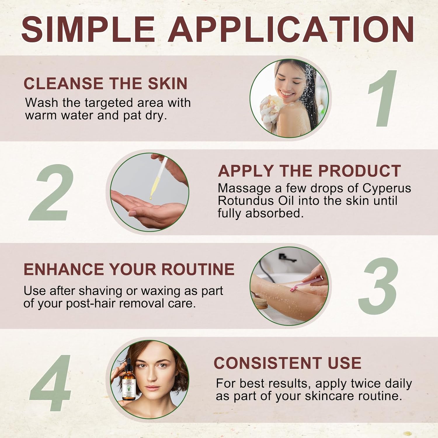 3Pack Cyperus Rotundus Oil, Natural Cyperus Rotundus Oil for Hair Removal, Reduces Unwanted Hair Growth, Moisturizes & Soothes The Skin, Suitable for All Skin Types - Image 7