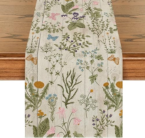 Miniatura 10 de Artoid Mode Camino de mesa floral de primavera con diseño de flores silvestres y mariposas, para verano, cocina, comedor, decoración para el hogar,