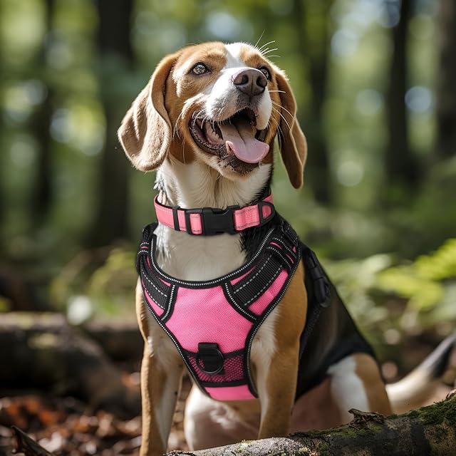 Foto 2 de 6 de Joytale Collar Perro Reflectante,Nylon Collar Acolchado con Neopreno,Ajustable para Perros Grande,40-60cm,Rosa