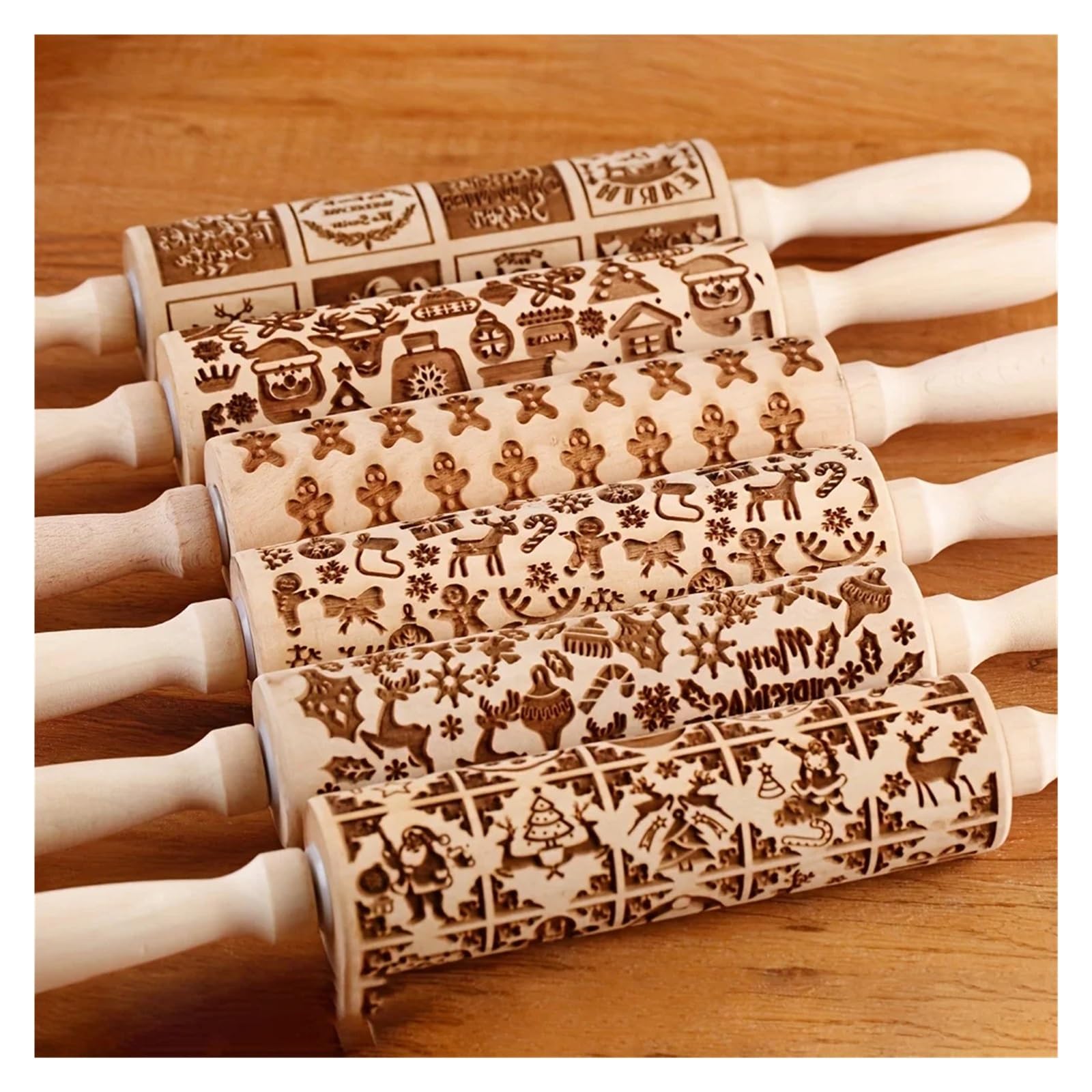 Rodillo de Madera con Relieve de 13,7 Pulgadas for repostería, Herramienta for Grabar Galletas y Sellos. para Cocina, Pastelería(Color 4)