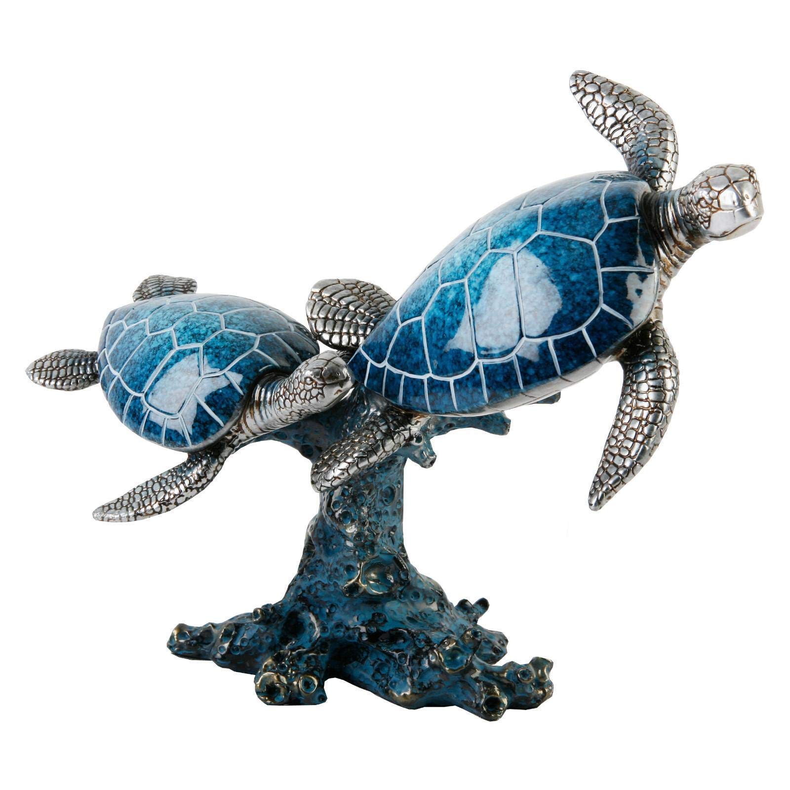 Swimming Turtles Sealife Resin Figurine Ornament 18cm