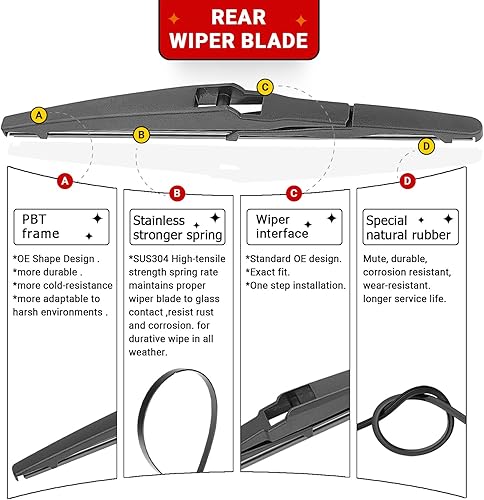 Miniatura 6 de RAINTOK Juego de limpiaparabrisas de repuesto para Toyota RAV4 2013 2014 2015 2016 2017 2018 calidad original de fábrica para mi automóvil, 26