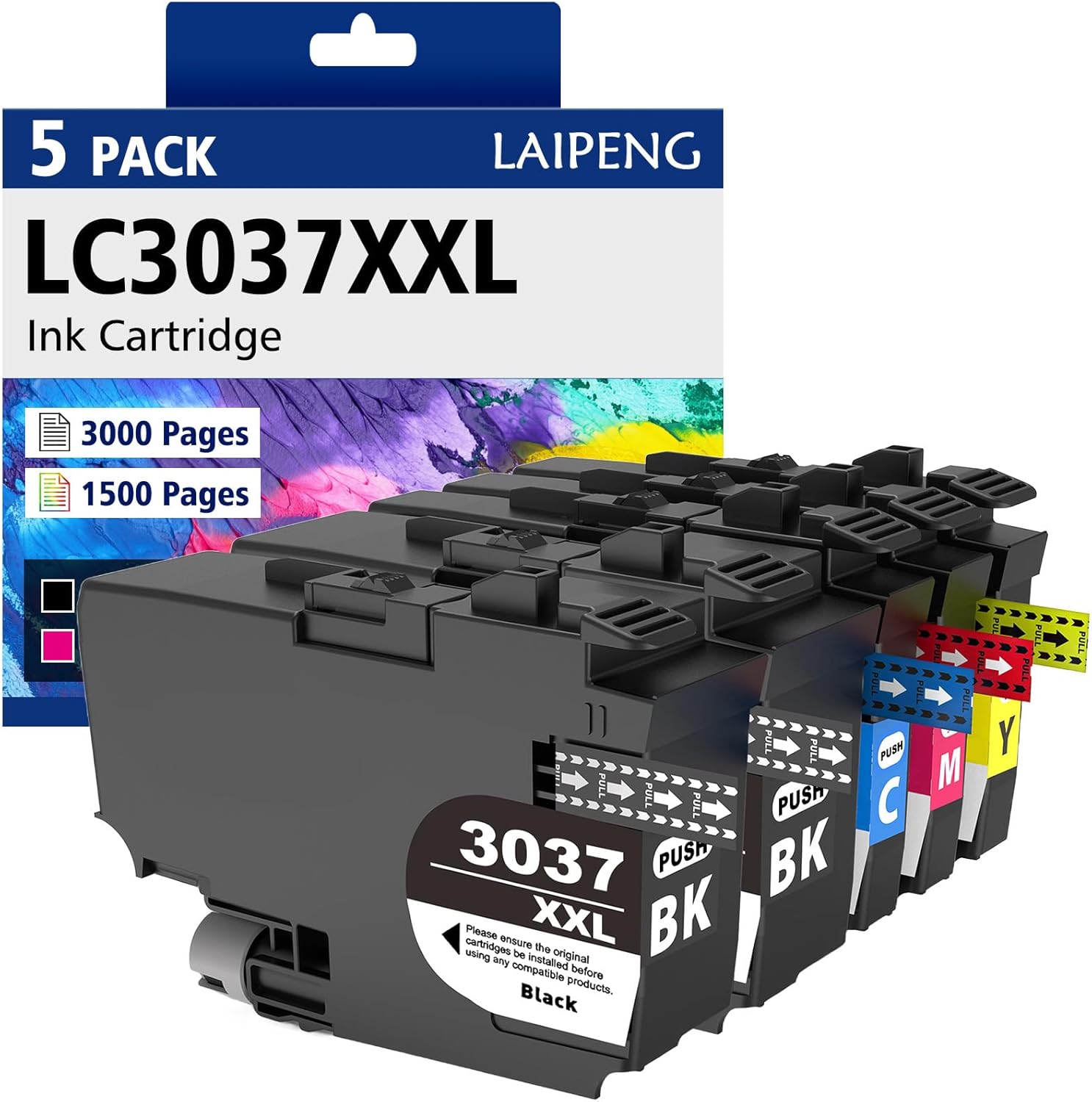 LC3037XXL Ink Cartridges Replacement for Brother LC3037 LC3039 3037XXL 3039XXL Ink Cartridge for Brother MFC-J5845DW MFC-J6545DW MFC-J6945DW MFC-J5945DW Printer (5-Pack, 2BK/C/M/Y)