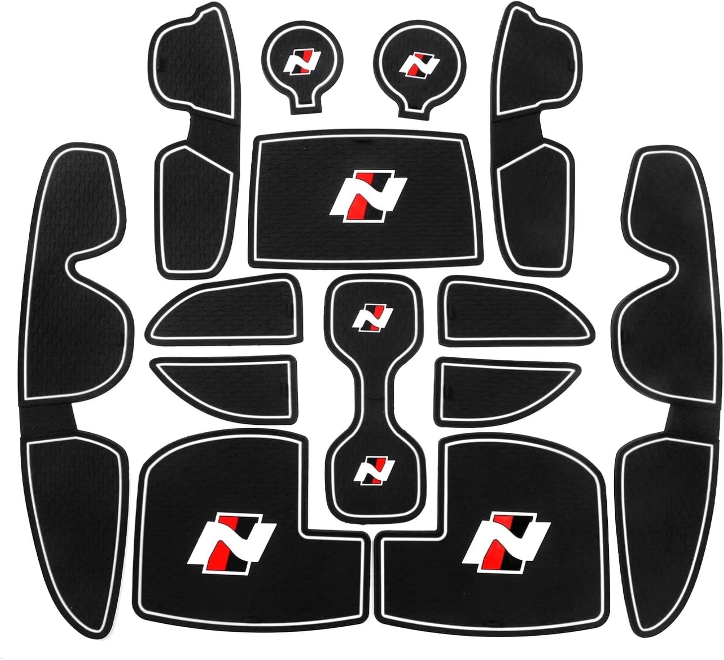 Compatible with Hyundai I30 I30 N 2017-2022 Anti-Slip Gate Slot Cup Mat Non-Slip Door Groove Pad Interior Accessories(17I30N White)