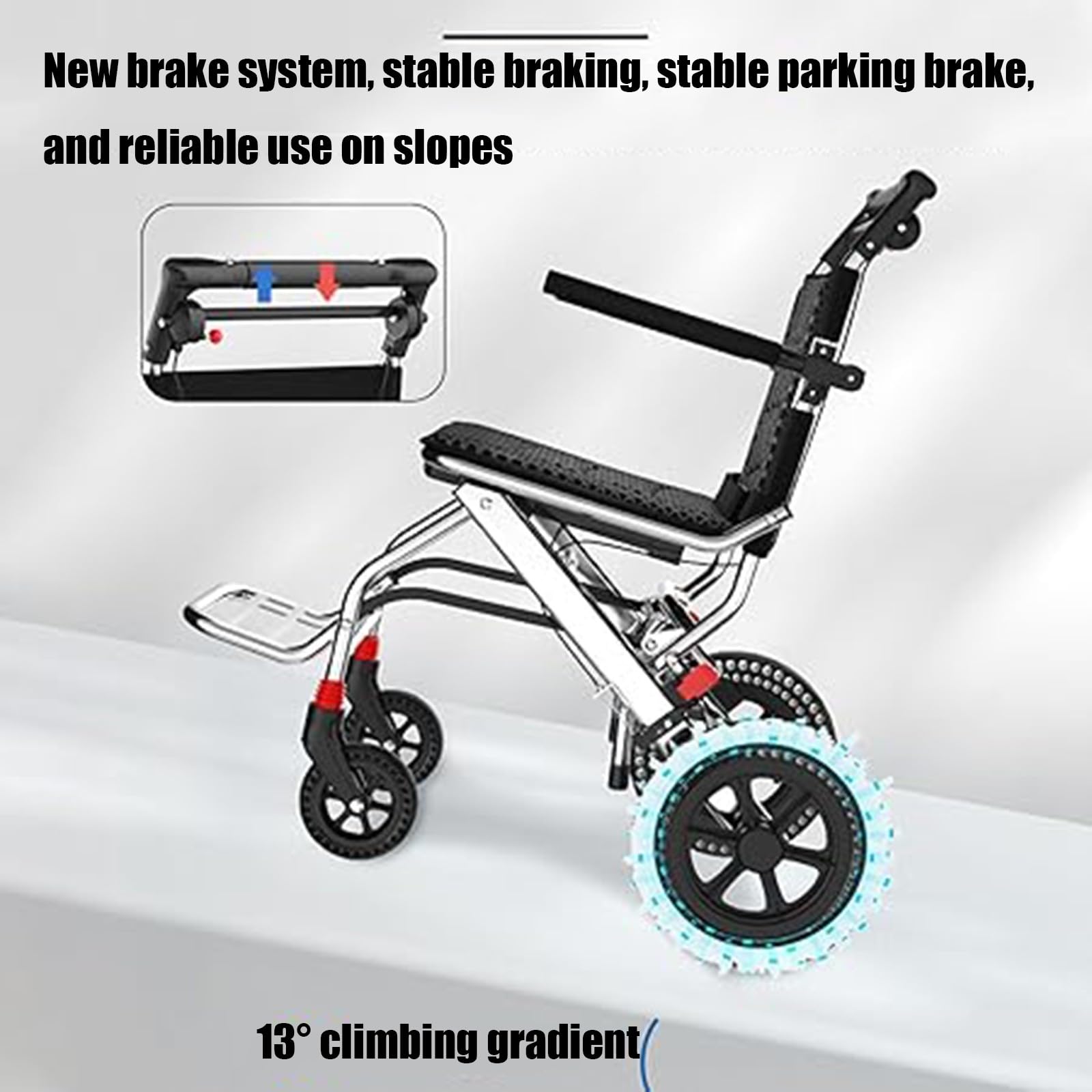 Silla De Ruedas,Silla De Ruedas Plegable Ligera Silla De Ruedas Portátil Plegable con Freno De Mano Silla De Ruedas De Aluminio para Adultos Y Personas Mayores A