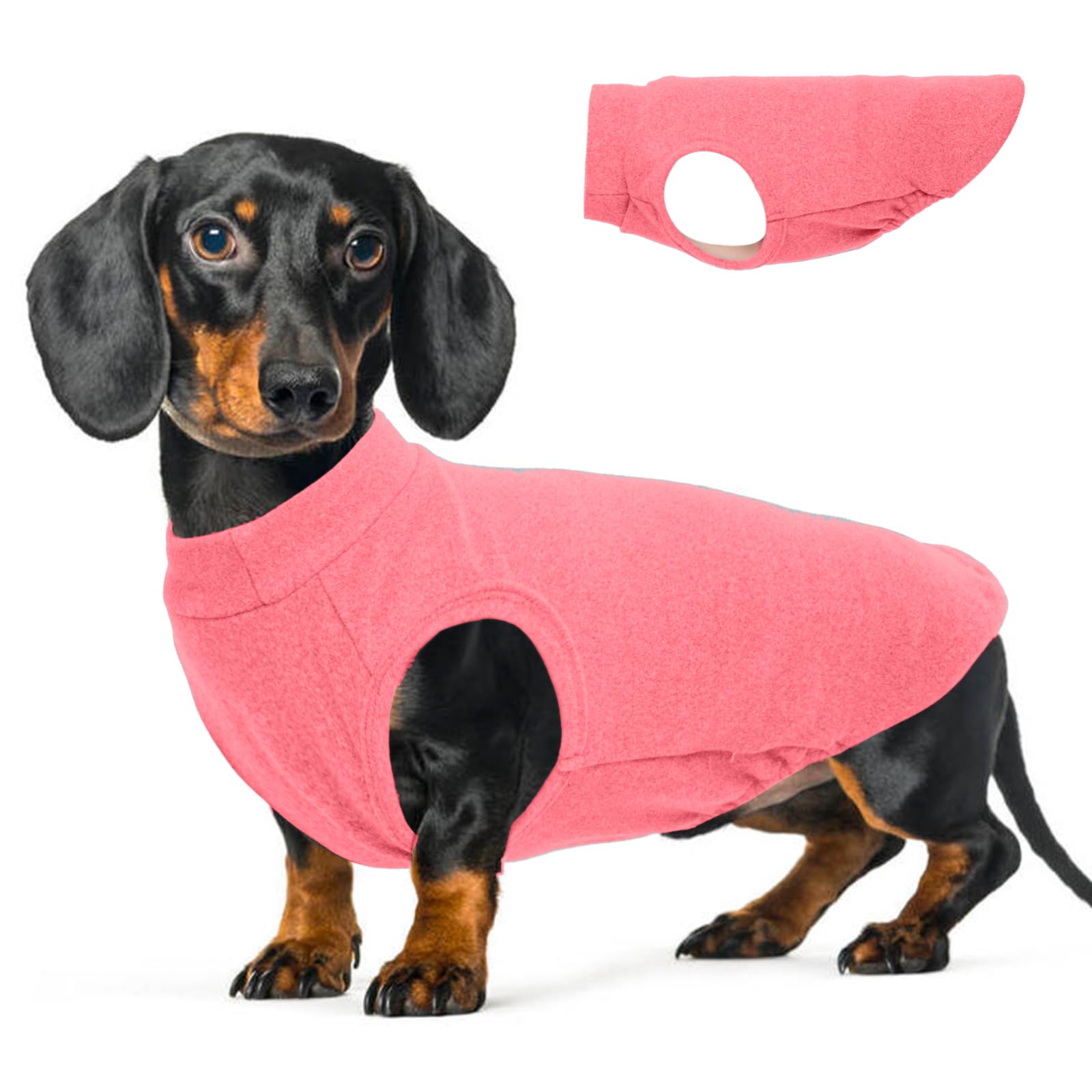 Warm Fleece Dachshund Clothes for Medium Dogs, Rosered, XL
