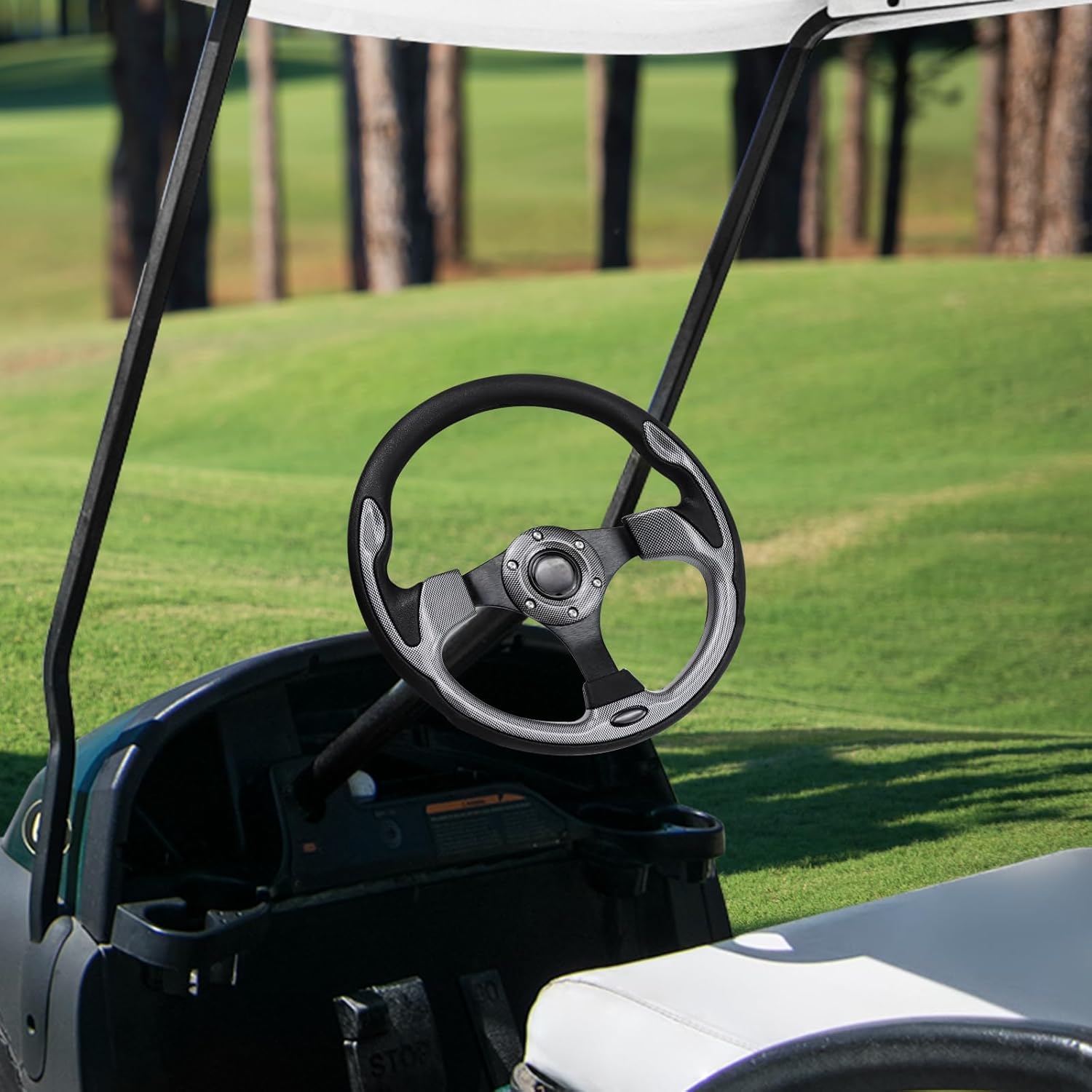 Golf Cart Steering Wheel, Skid Steering Wheel, Universal Golf Cart for Club Car EZGO RXV and TXT, Yamaha, Precedent Tempo, DS - Image 6