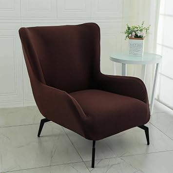Stretch Wingback Chair Slipcover, Modern Accent Chair Cover High Back Desk Chair Cover Armchair Slipcover Wing Back Chair Covers with Arms for Living Room coffee color,wingback