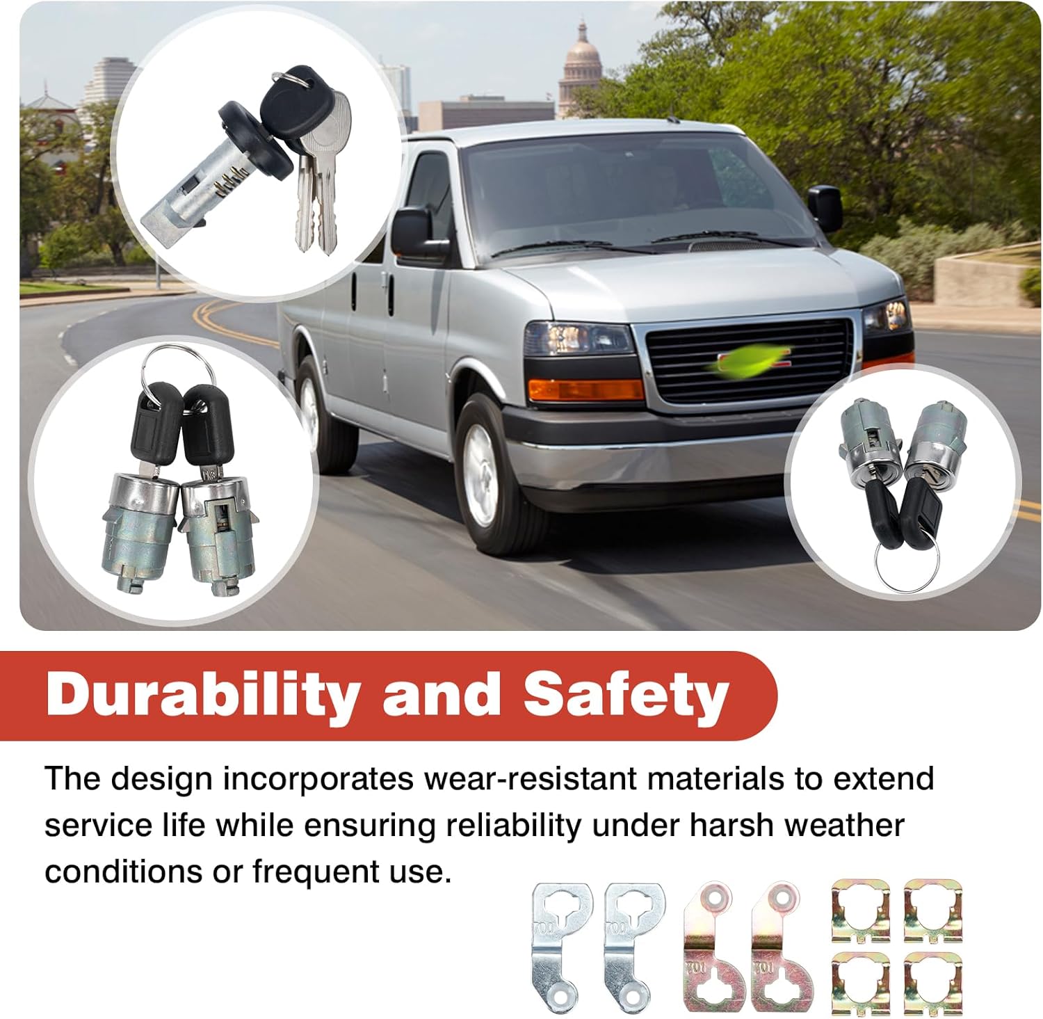 Ignition and 4 Door Lock Cylinders with Keys Compatible with Chevy Express 1500 2500 3500 Cargo Pasajeros 2010-2014, GMC Savana 1500 2500 3500 4500 2010-2014 Replace# 709271 7001592 692931