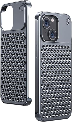 Miniatura 2 de VALRION Compatible con iPhone 15, aleación de aluminio, disipación de calor, transpirable, refrescante, hueca, sin bordes, funda de aromaterapia