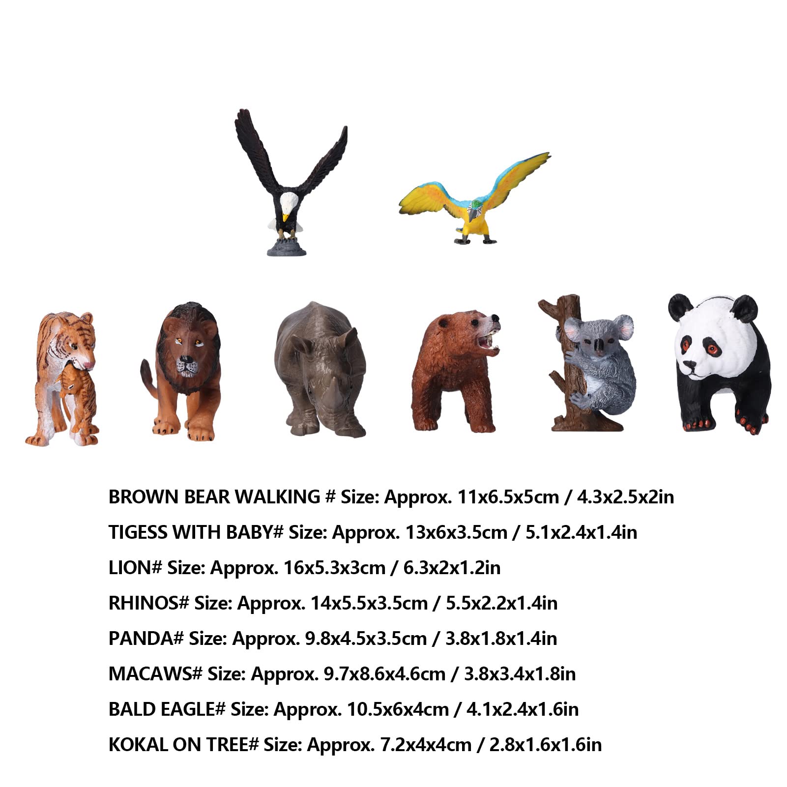 Juego de 8 Figuras de Animales Salvajes con Beneficios Educativos para Niños, Modelos de Animales de la Selva de PVC Duraderos