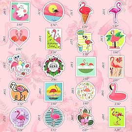DETICKERS 50 PCS Cute Flamingo Stickers for Kids Waterproof Vinyl Flamingo Stickers for Water Bottles Party Decorations