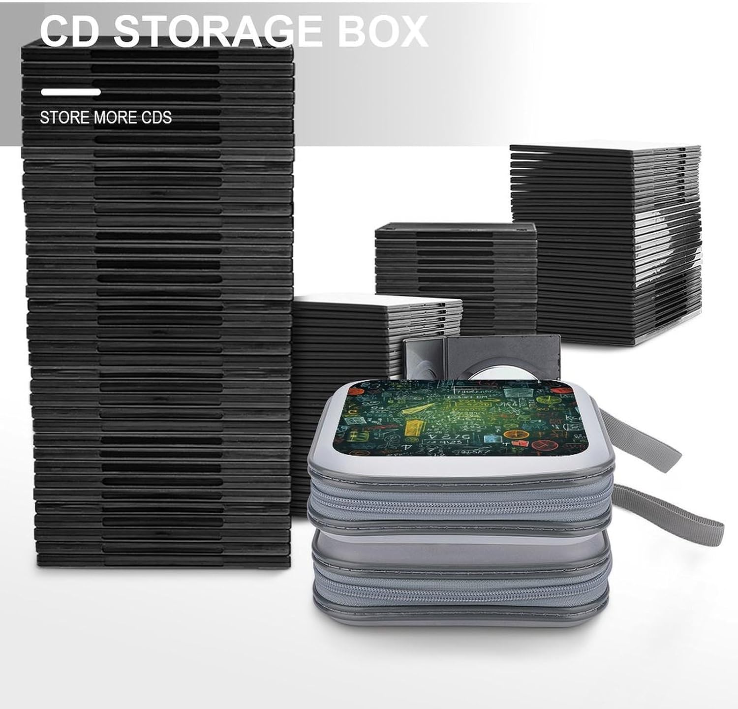 Math Question CD Case,Hard Plastic CD Storage,Portable DVD Wallet,Portable DVD, Holder VCD Organizer Wallet,Protective VCD Storage