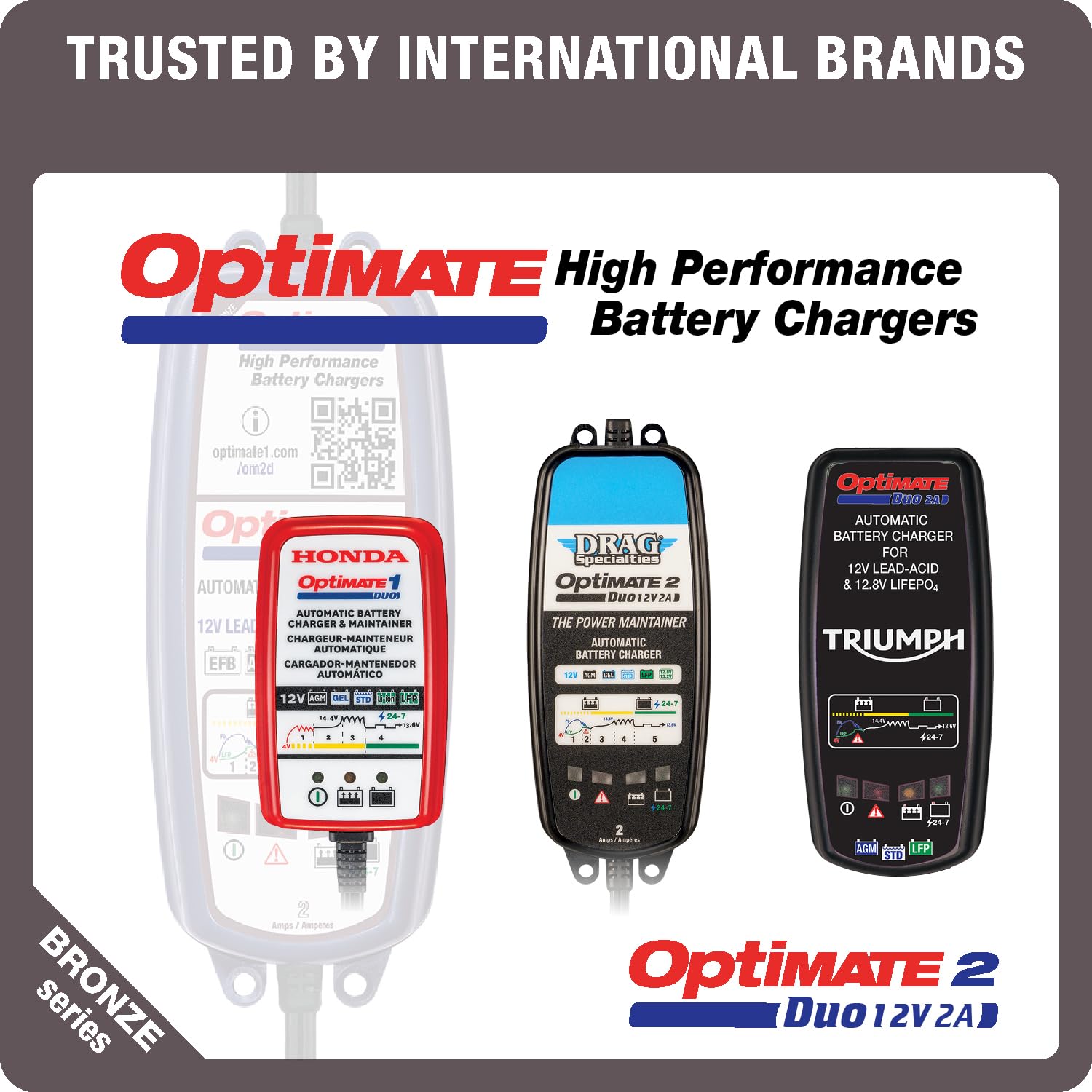 TecMate Optimate 2 Duo, TM550, Serie Bronze: Cargador-mantenedor de batería sellada de 5 Fases de 12V/12,8V 2A