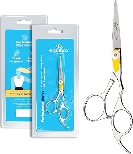 Equinox International Professional Razor Edge Series - Hairdressing Haircut Scissors/Scissors - 6.5" Overall Length with Tension Screw Adjustment - Japanese Stainless Steel