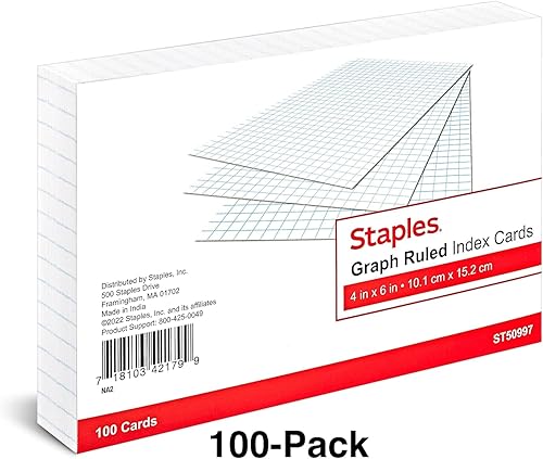 Miniatura 2 de Staples Tarjeta de índice de 4 pulgadas x 6 pulgadas, gráfico rayado, blanco, 300cartón (St50997-Ccvs)