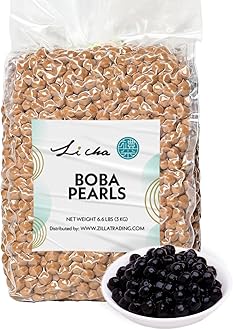 Li Cha Boba Tapioca Pearls (3kg/6.6lb Bag) | Topping for Bubble Milk Tea, Beverages & Desserts
