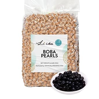 Li Cha Boba Tapioca Pearls 3kg/6.6lb Bag | Topping for Bubble Milk Tea, Beverages & Desserts