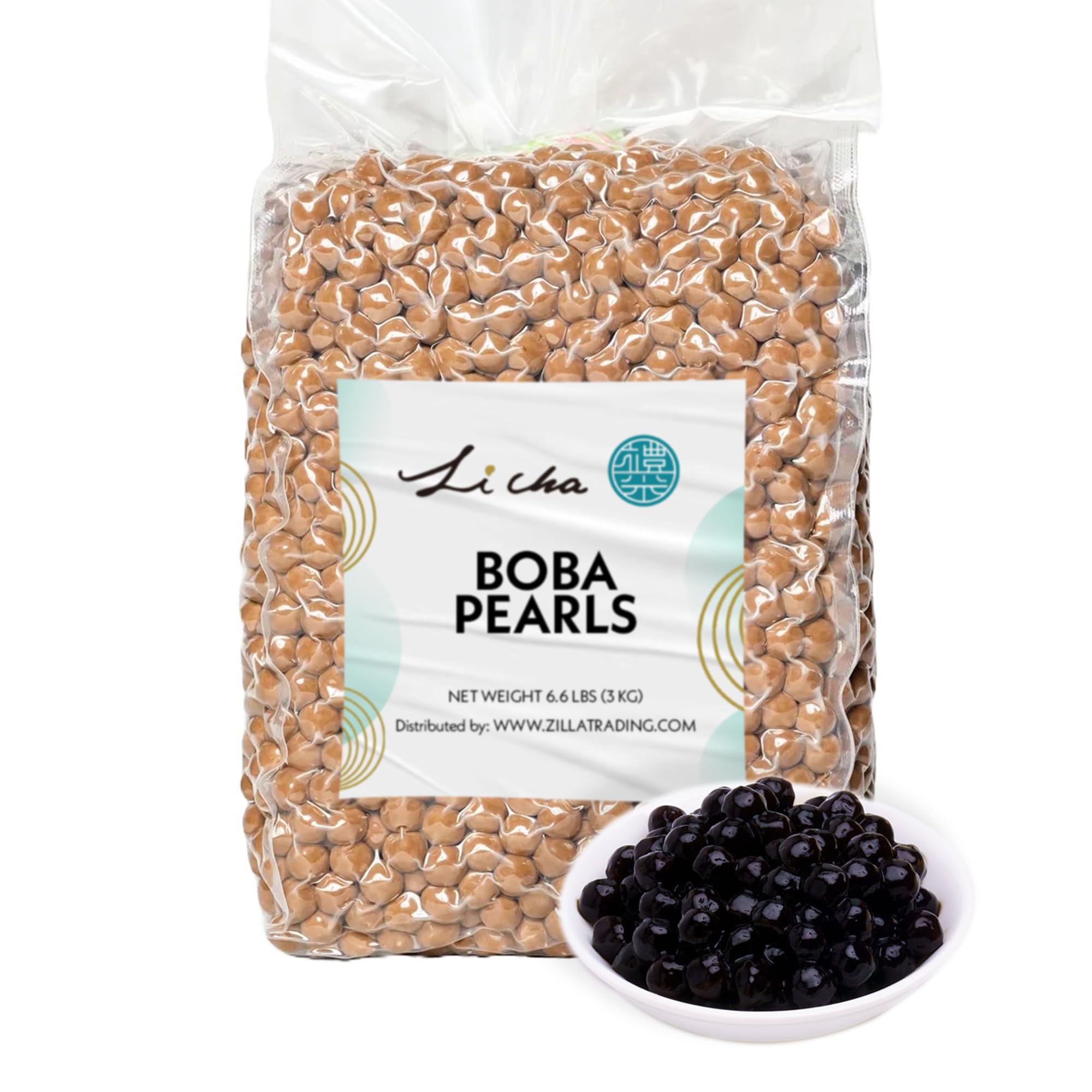 Li Cha Boba Tapioca Pearls (3kg/6.6lb Bag) | Topping for Bubble Milk Tea, Beverages & Desserts
