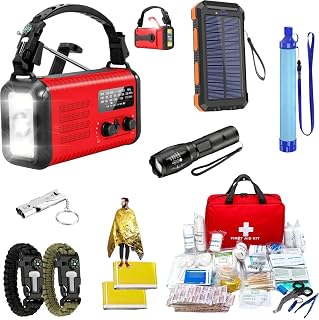 DreamGoods Notfall-Paket für Zuhause 72 Stunden - All-in-One-Überlebenspaket - für Krieg, Stromausfall & bei Katastrophen - 20.000mAh Notfall-Radio Solar Aufziehbar und Akku
