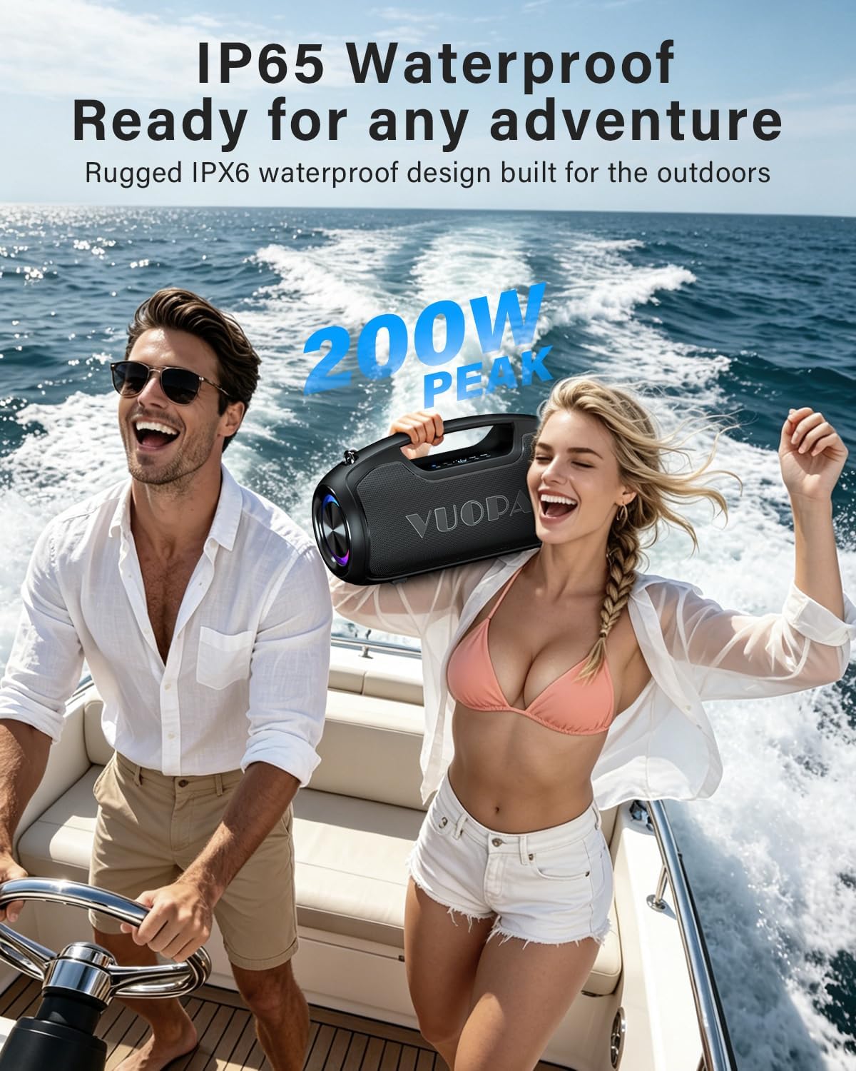 Bluetooth Speaker, 200W Peak Portable Speakers Wireless w/Bass Boost